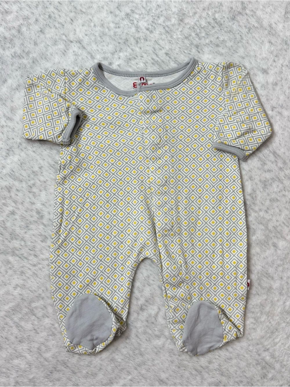 Magnetic Me E=MC Gray Yellow Geometric Footie Sleeper 3M Baby Cotton Neutral